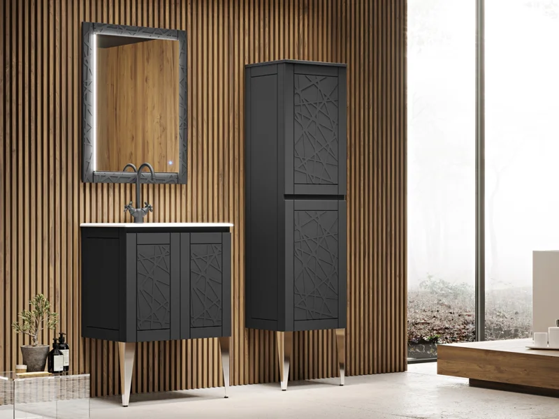 Mobile bagno scuro con motivo grafico