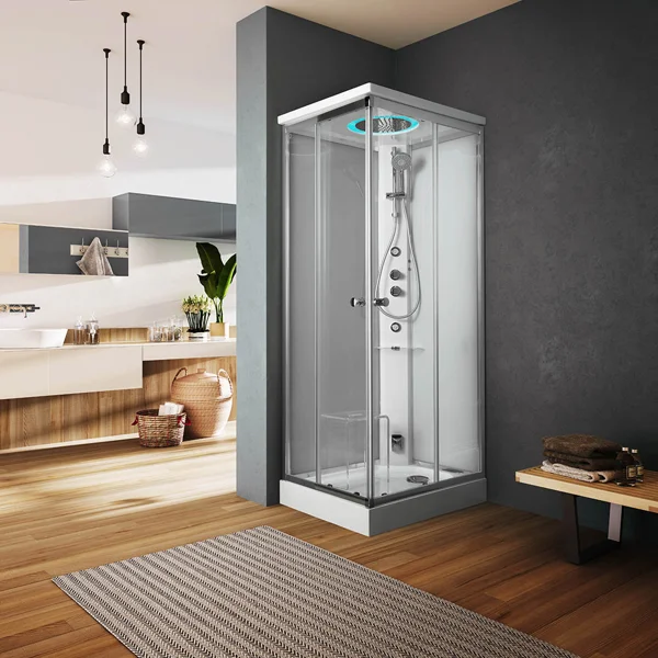Box doccia angolare con soffione a soffitto