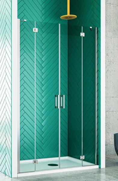 Box doccia a soffietto su parete verde